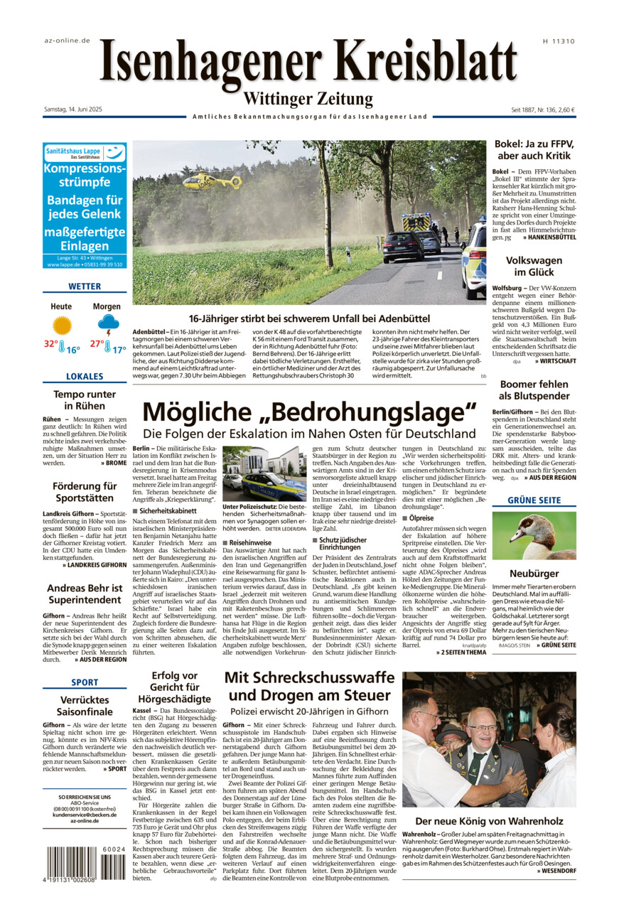 Isenhagener Kreisblatt vom Samstag, 14.06.2025