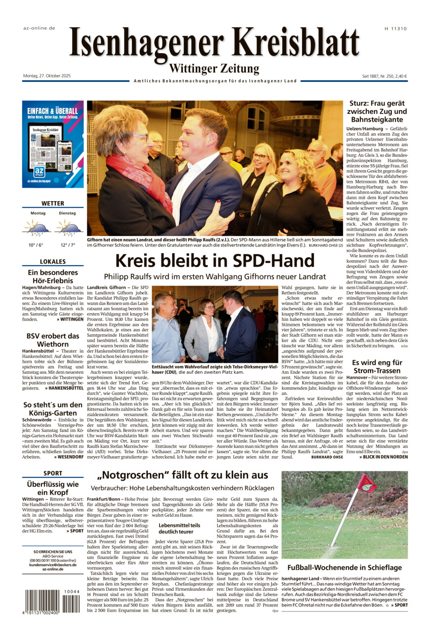 Isenhagener Kreisblatt vom Montag, 27.10.2025