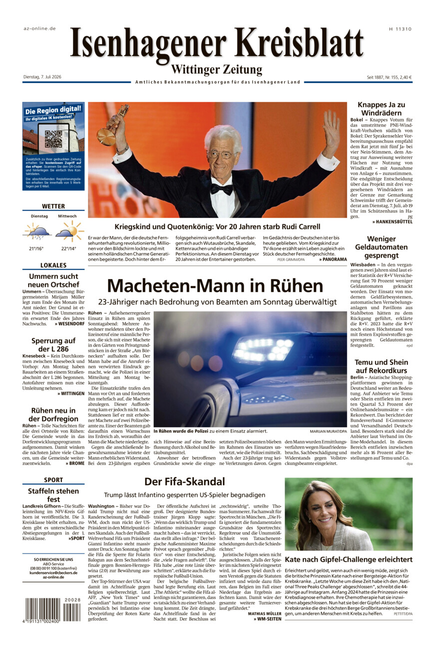Isenhagener Kreisblatt vom Dienstag, 07.07.2026