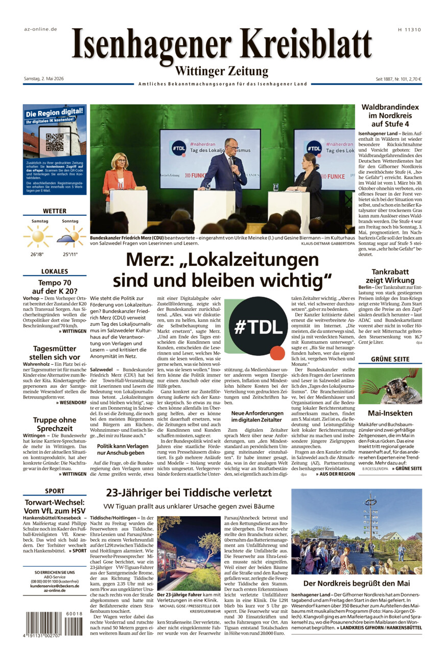 Isenhagener Kreisblatt vom Samstag, 02.05.2026