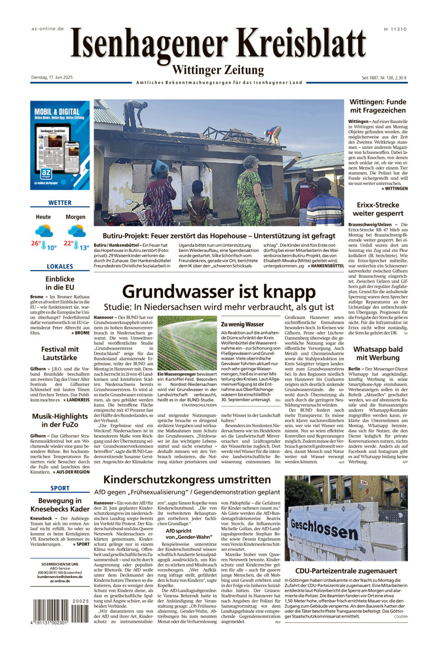 Isenhagener Kreisblatt vom Dienstag, 17.06.2025