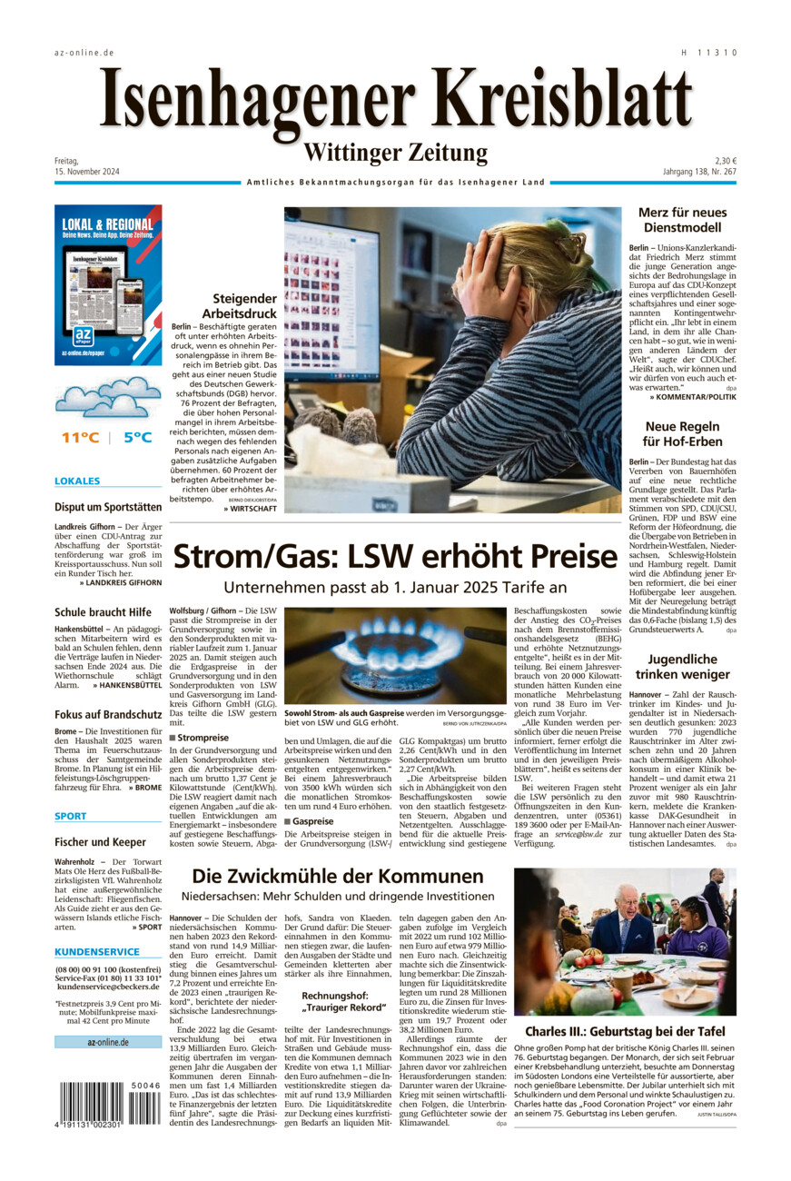 Isenhagener Kreisblatt vom Freitag, 15.11.2024