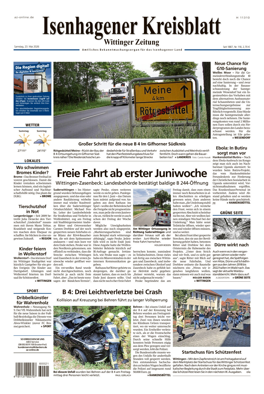 Isenhagener Kreisblatt vom Samstag, 23.05.2026
