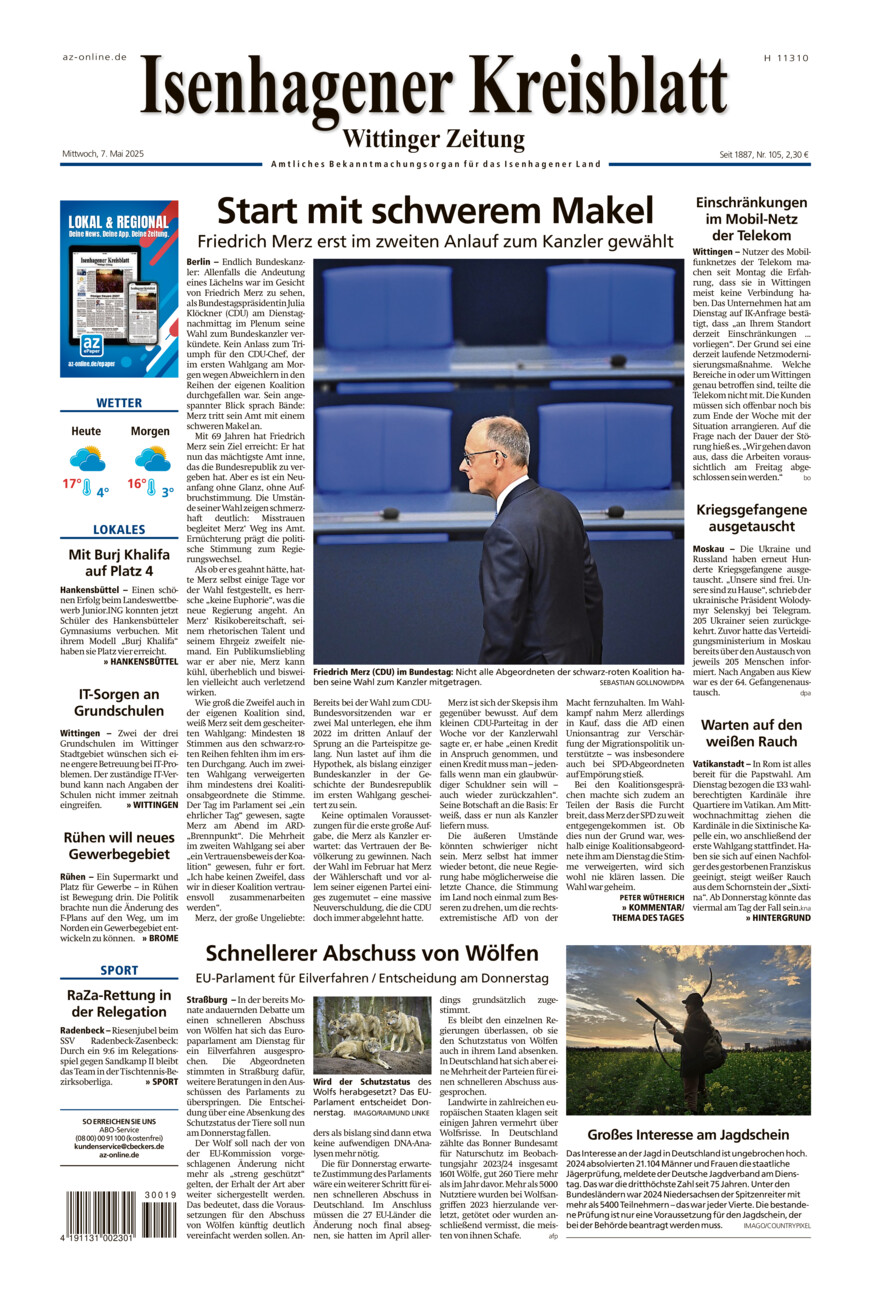 Isenhagener Kreisblatt vom Mittwoch, 07.05.2025