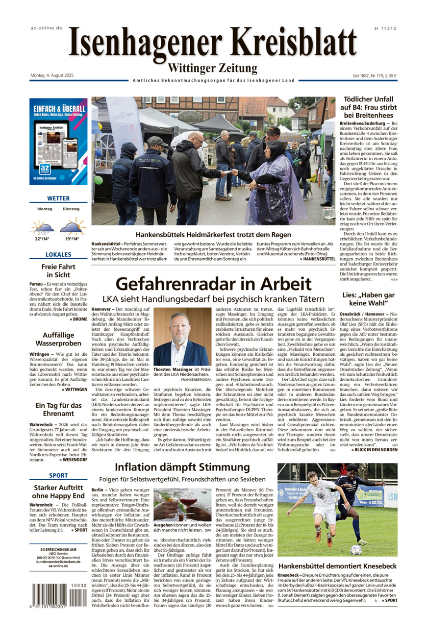 Isenhagener Kreisblatt vom Montag, 04.08.2025