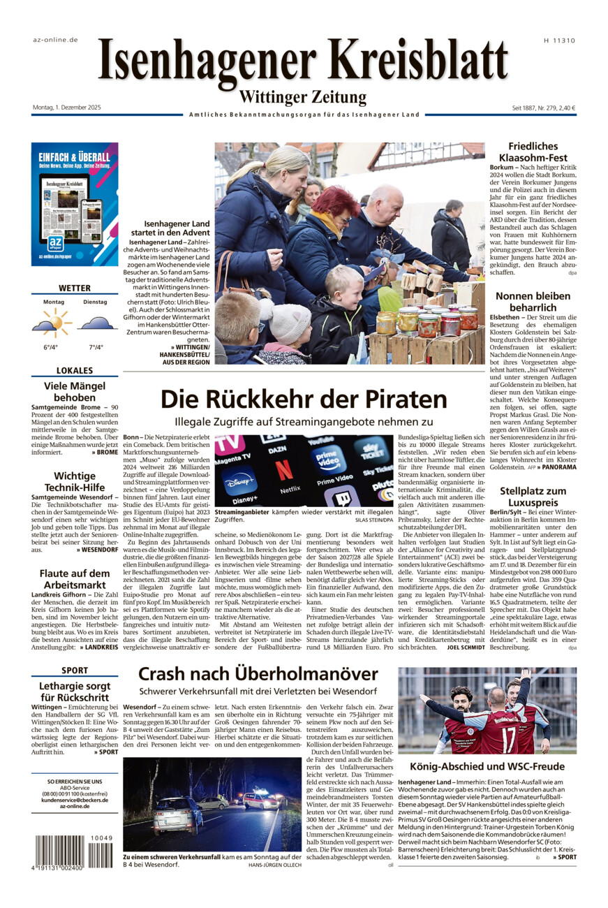 Isenhagener Kreisblatt vom Montag, 01.12.2025