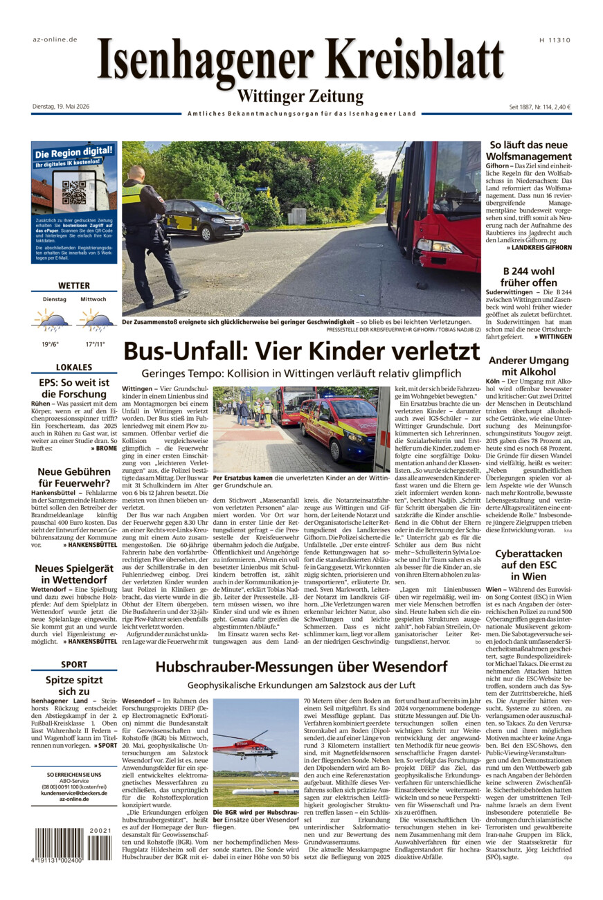 Isenhagener Kreisblatt vom Dienstag, 19.05.2026