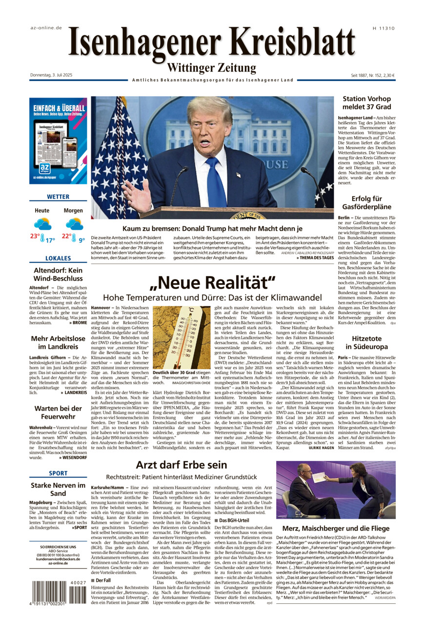 Isenhagener Kreisblatt vom Donnerstag, 03.07.2025