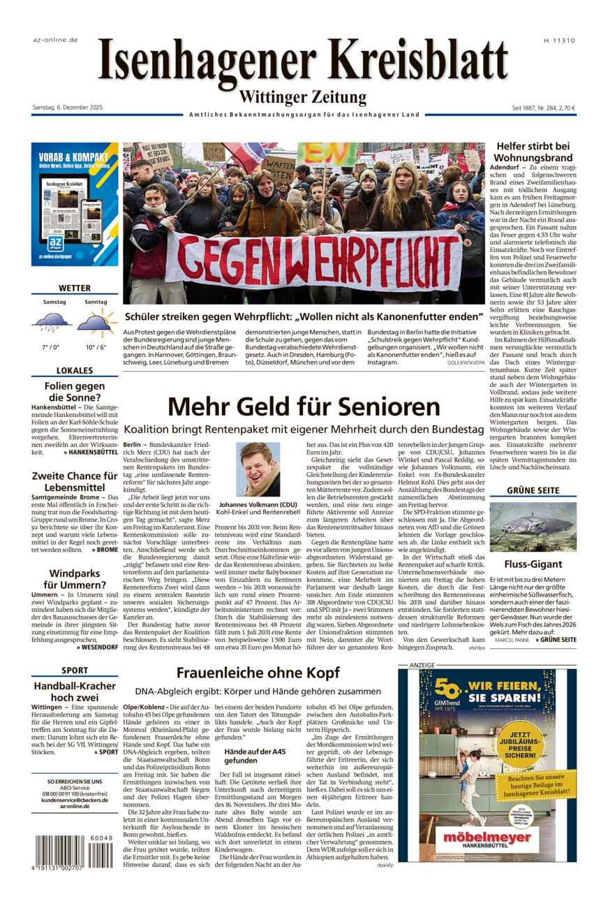 Isenhagener Kreisblatt vom Samstag, 06.12.2025