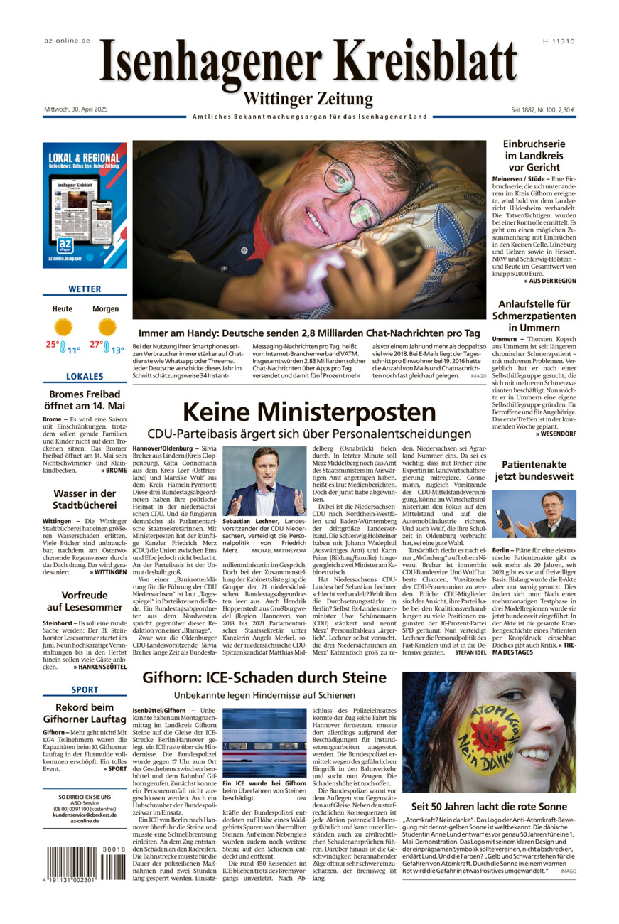 Isenhagener Kreisblatt vom Mittwoch, 30.04.2025