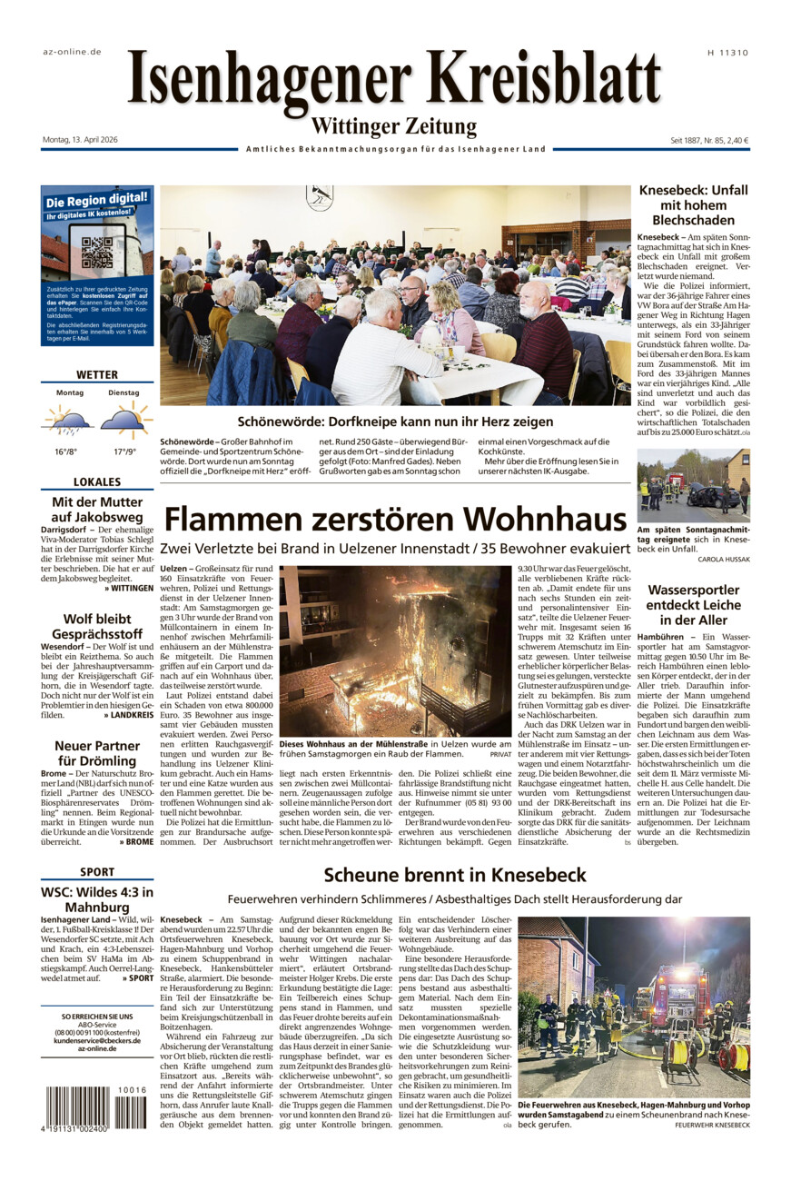 Isenhagener Kreisblatt vom Montag, 13.04.2026