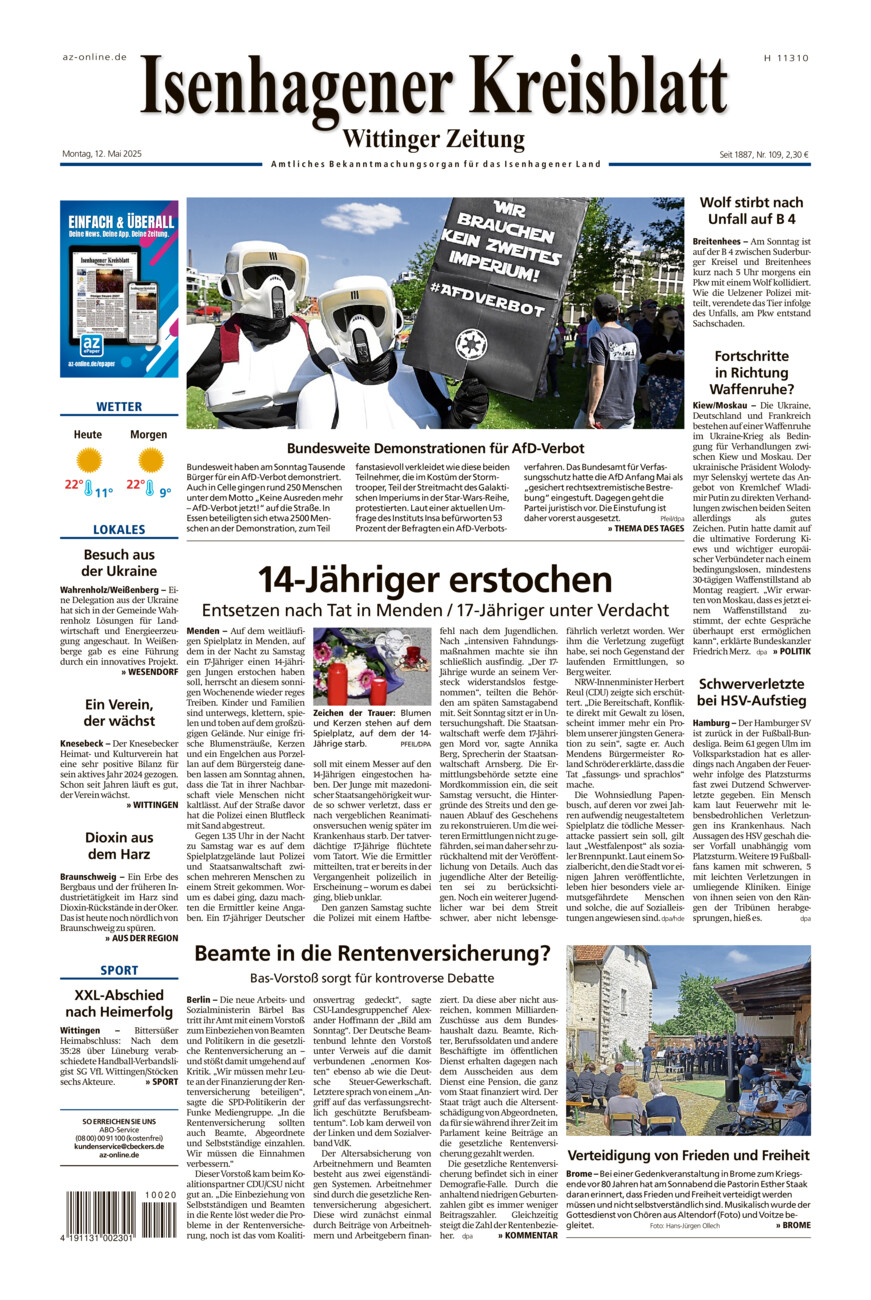 Isenhagener Kreisblatt vom Montag, 12.05.2025