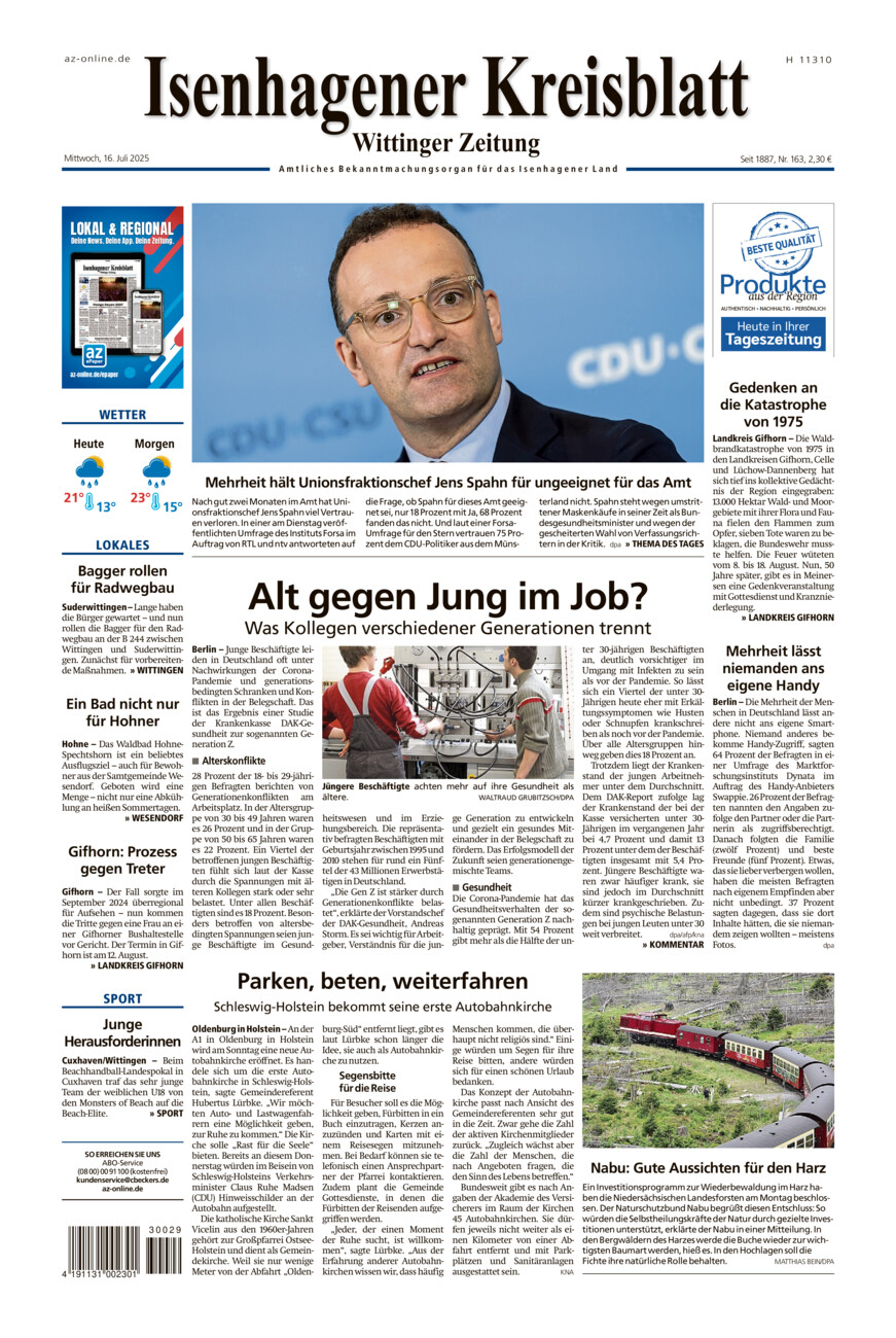 Isenhagener Kreisblatt vom Mittwoch, 16.07.2025