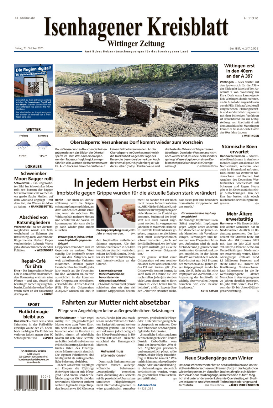 Isenhagener Kreisblatt vom Freitag, 23.10.2026