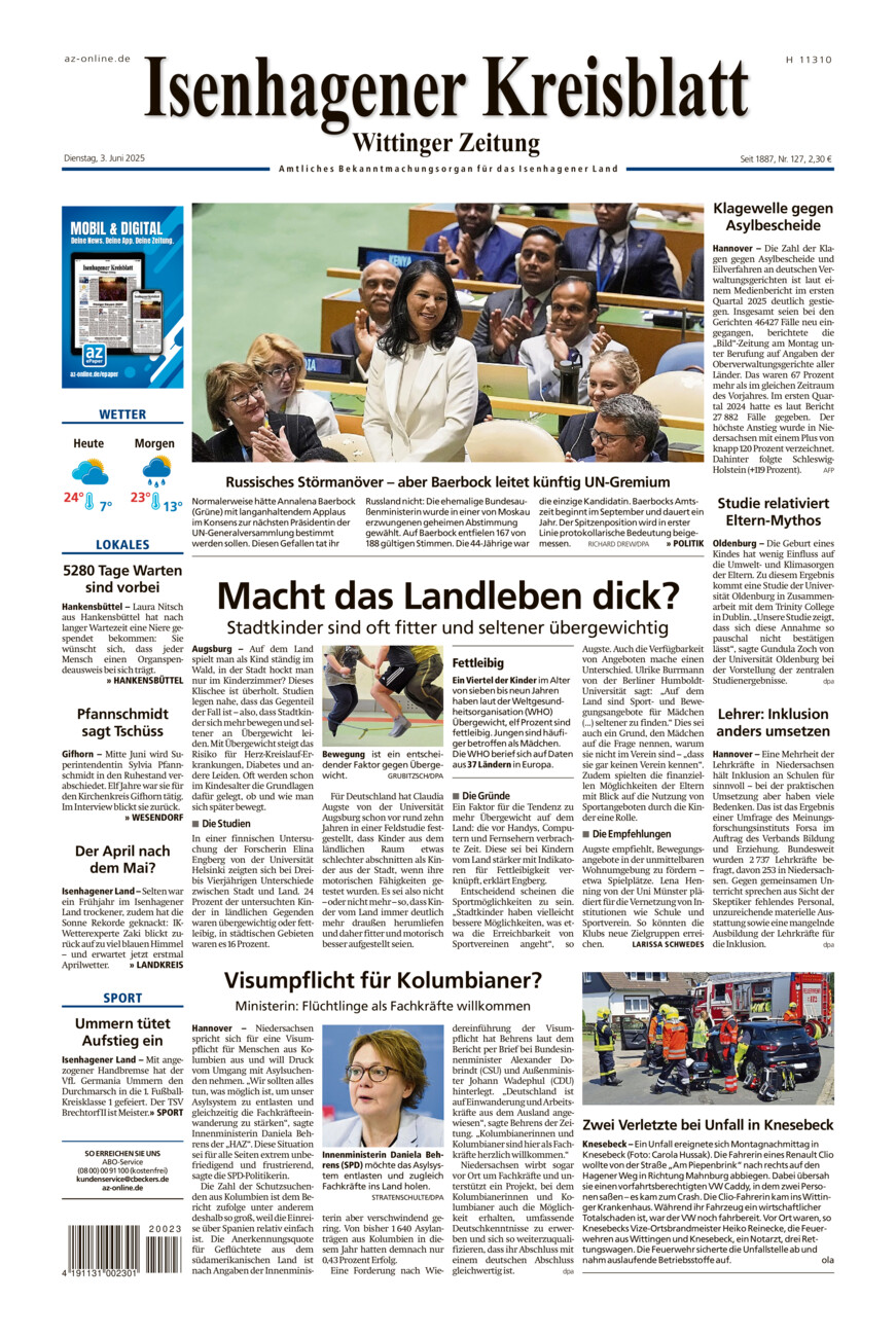 Isenhagener Kreisblatt vom Dienstag, 03.06.2025