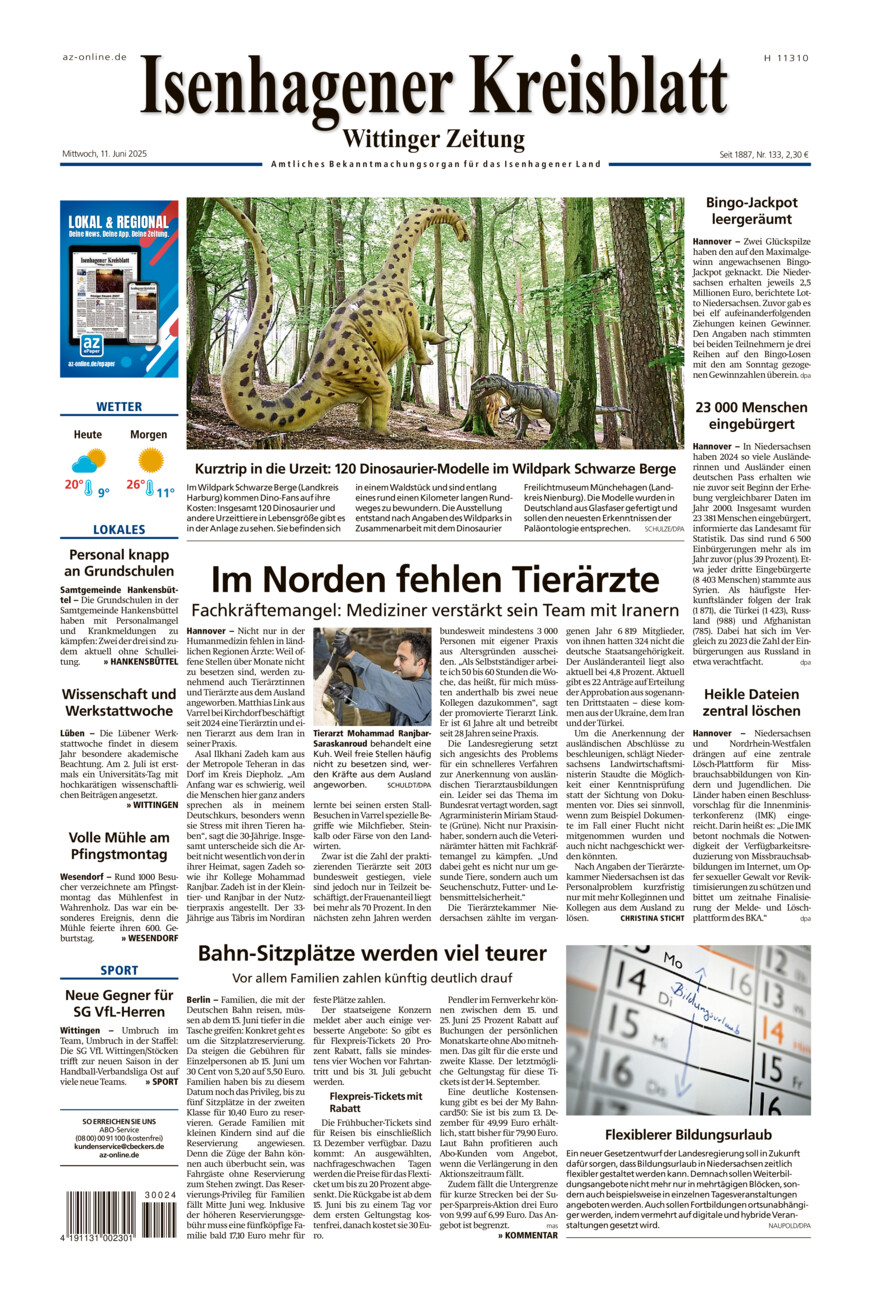 Isenhagener Kreisblatt vom Mittwoch, 11.06.2025