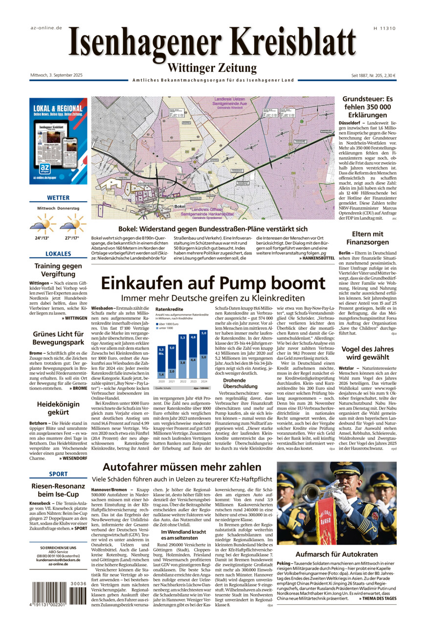 Isenhagener Kreisblatt vom Mittwoch, 03.09.2025