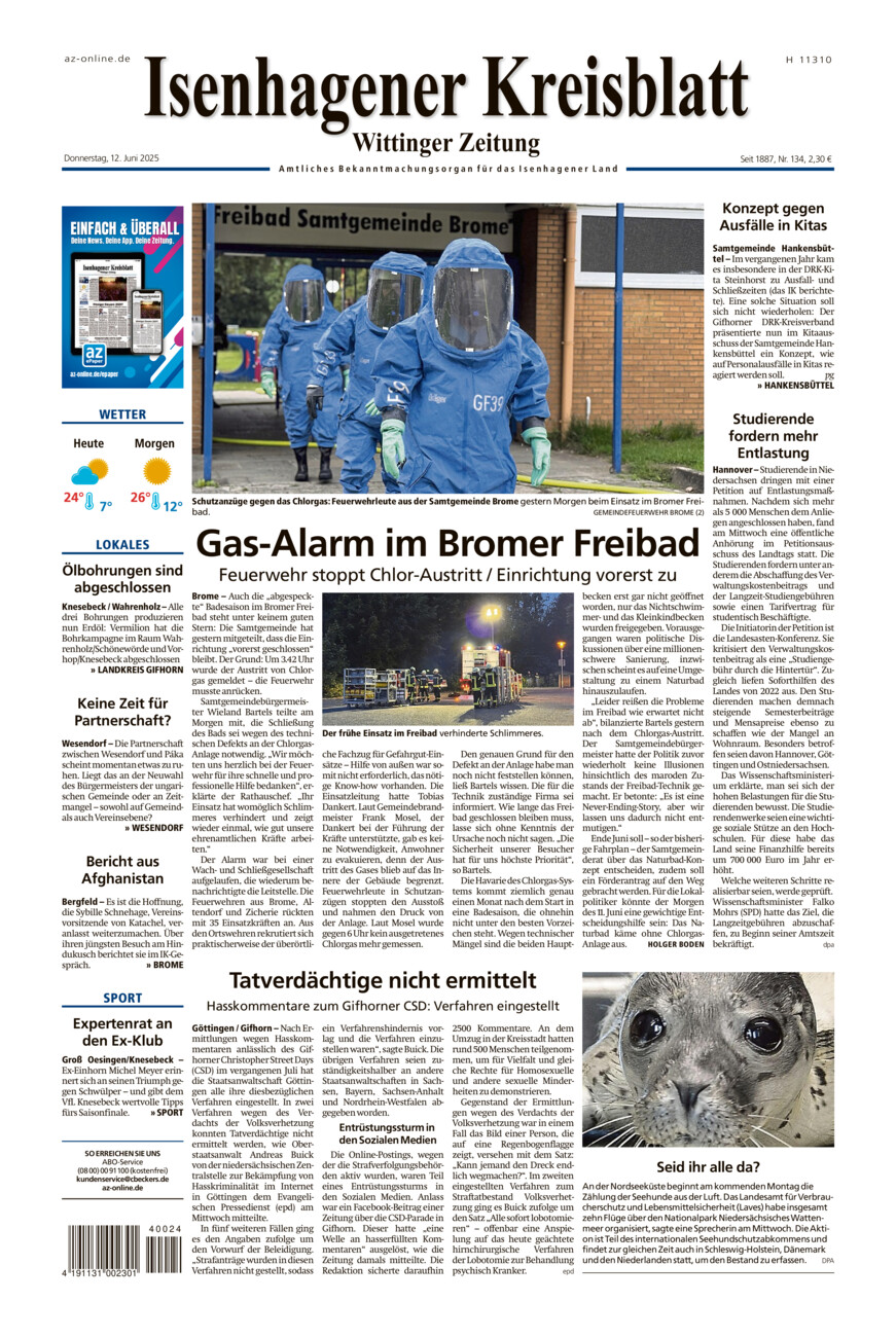 Isenhagener Kreisblatt vom Donnerstag, 12.06.2025