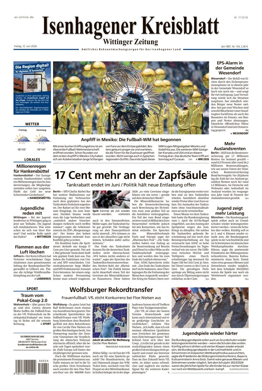 Isenhagener Kreisblatt vom Freitag, 12.06.2026
