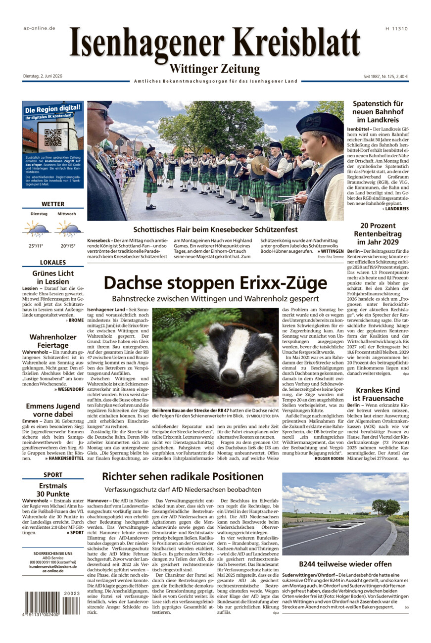 Isenhagener Kreisblatt vom Dienstag, 02.06.2026