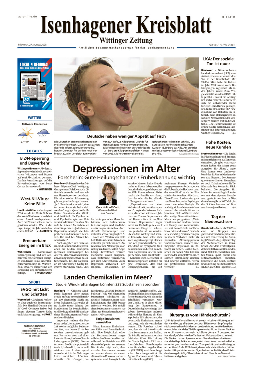 Isenhagener Kreisblatt vom Mittwoch, 27.08.2025