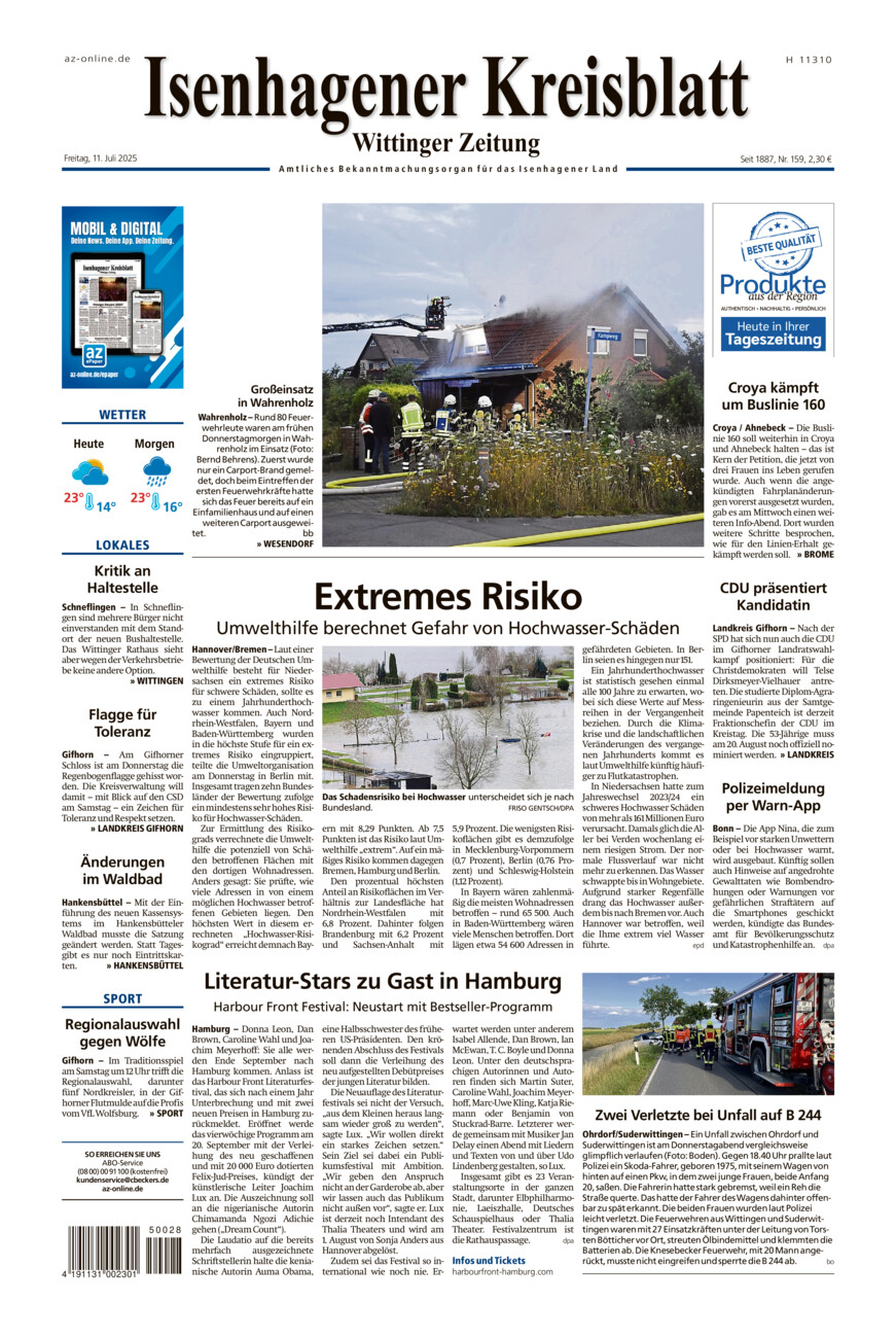 Isenhagener Kreisblatt vom Freitag, 11.07.2025