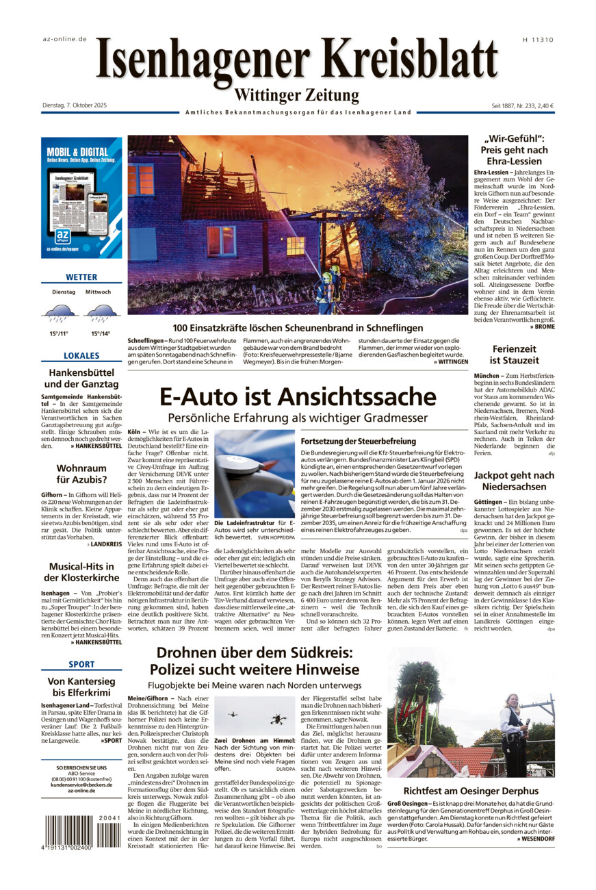 Isenhagener Kreisblatt vom Dienstag, 07.10.2025