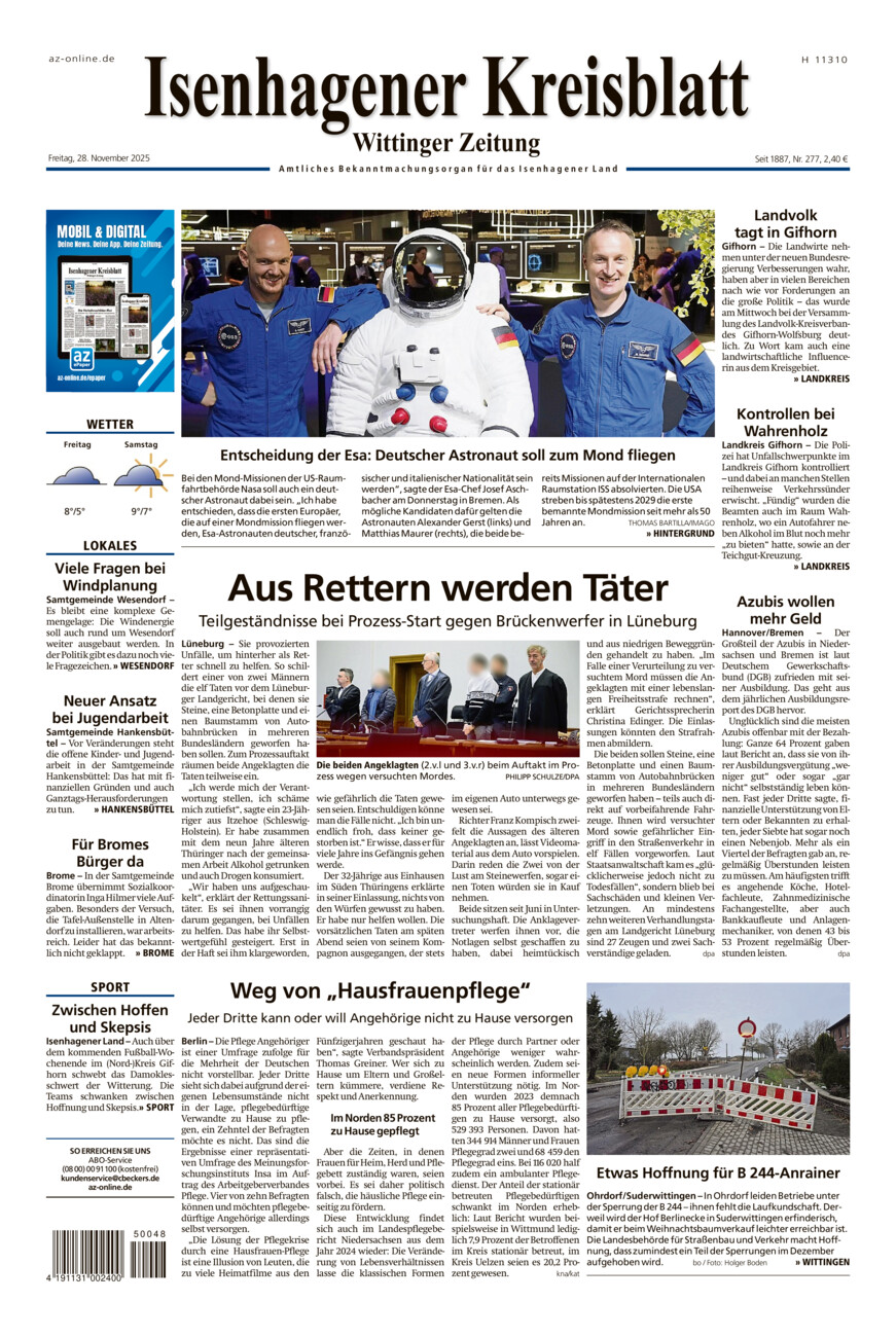 Isenhagener Kreisblatt vom Freitag, 28.11.2025