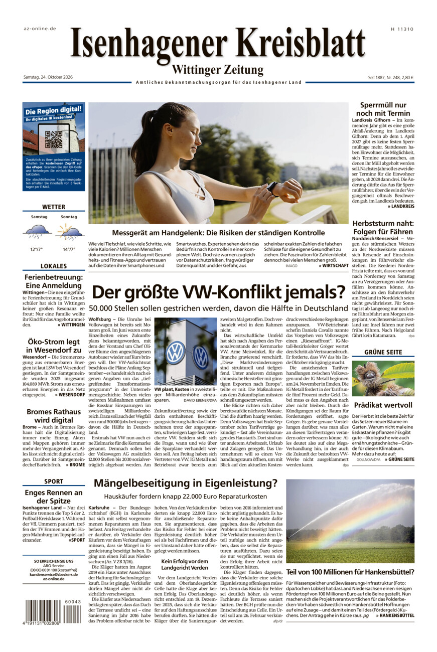 Isenhagener Kreisblatt vom Samstag, 24.10.2026