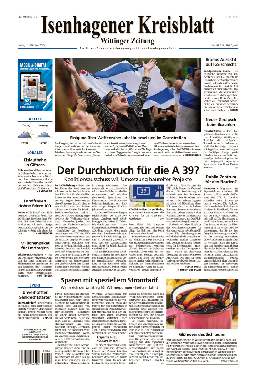 Isenhagener Kreisblatt vom Freitag, 10.10.2025