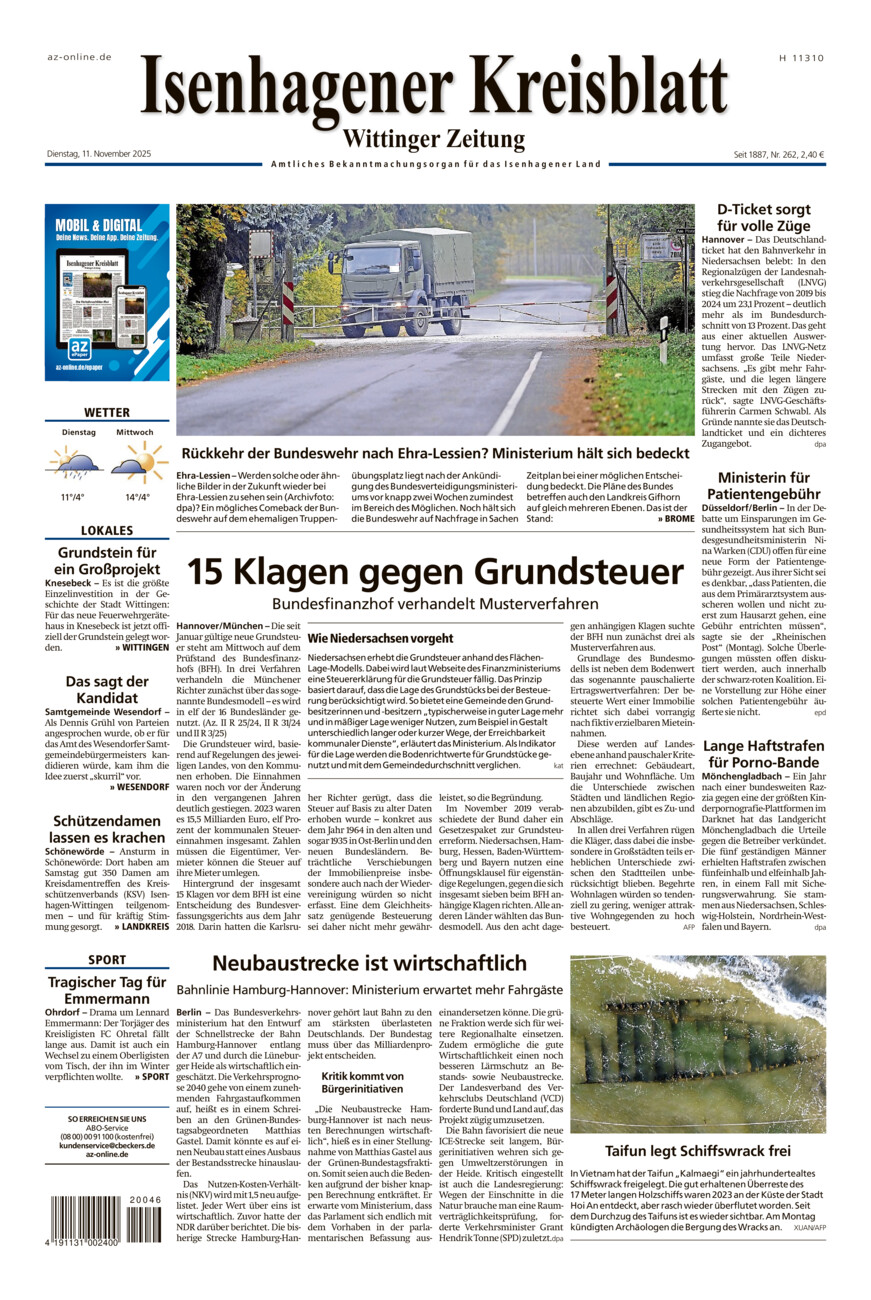 Isenhagener Kreisblatt vom Dienstag, 11.11.2025