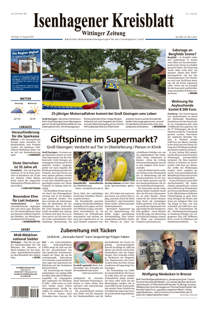 Isenhagener Kreisblatt vom Dienstag, 11.08.2026