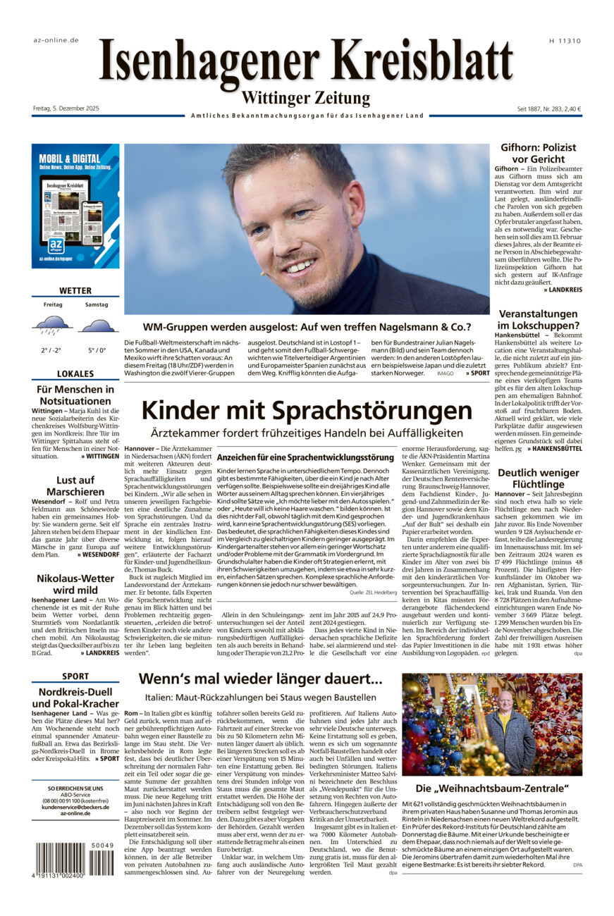 Isenhagener Kreisblatt vom Freitag, 05.12.2025