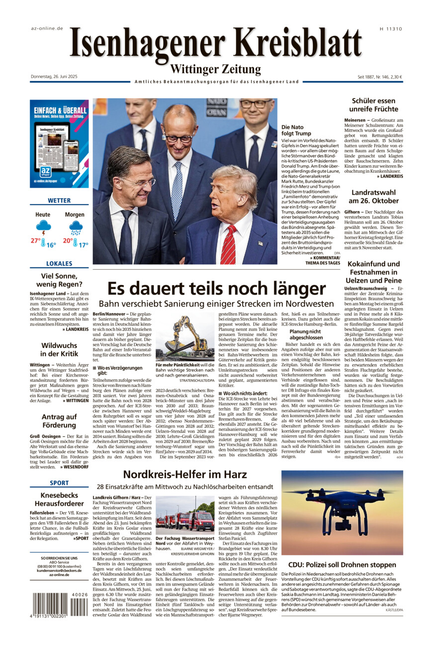 Isenhagener Kreisblatt vom Donnerstag, 26.06.2025