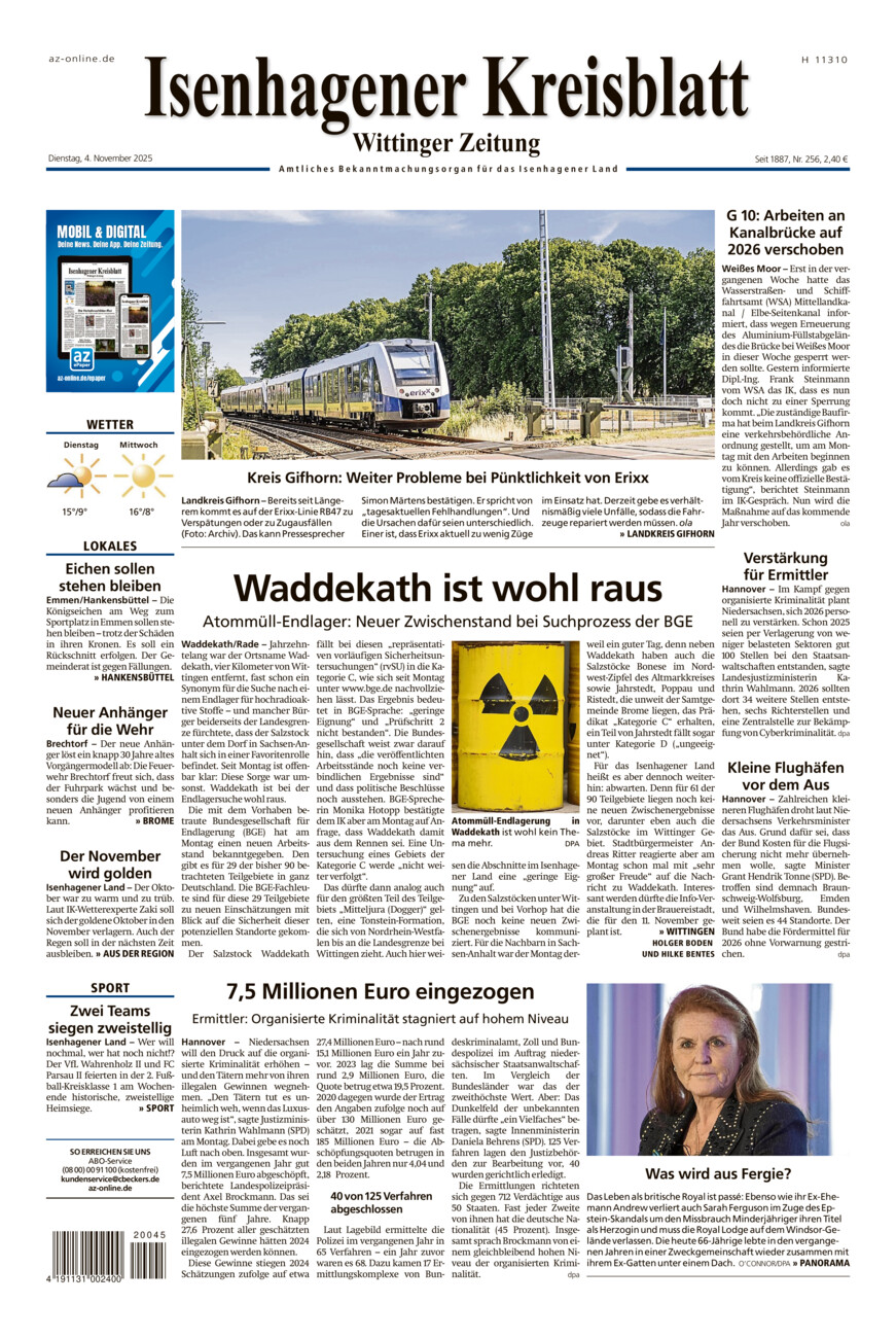 Isenhagener Kreisblatt vom Dienstag, 04.11.2025
