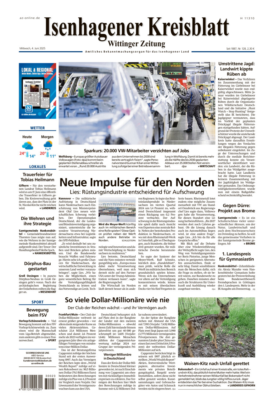 Isenhagener Kreisblatt vom Mittwoch, 04.06.2025