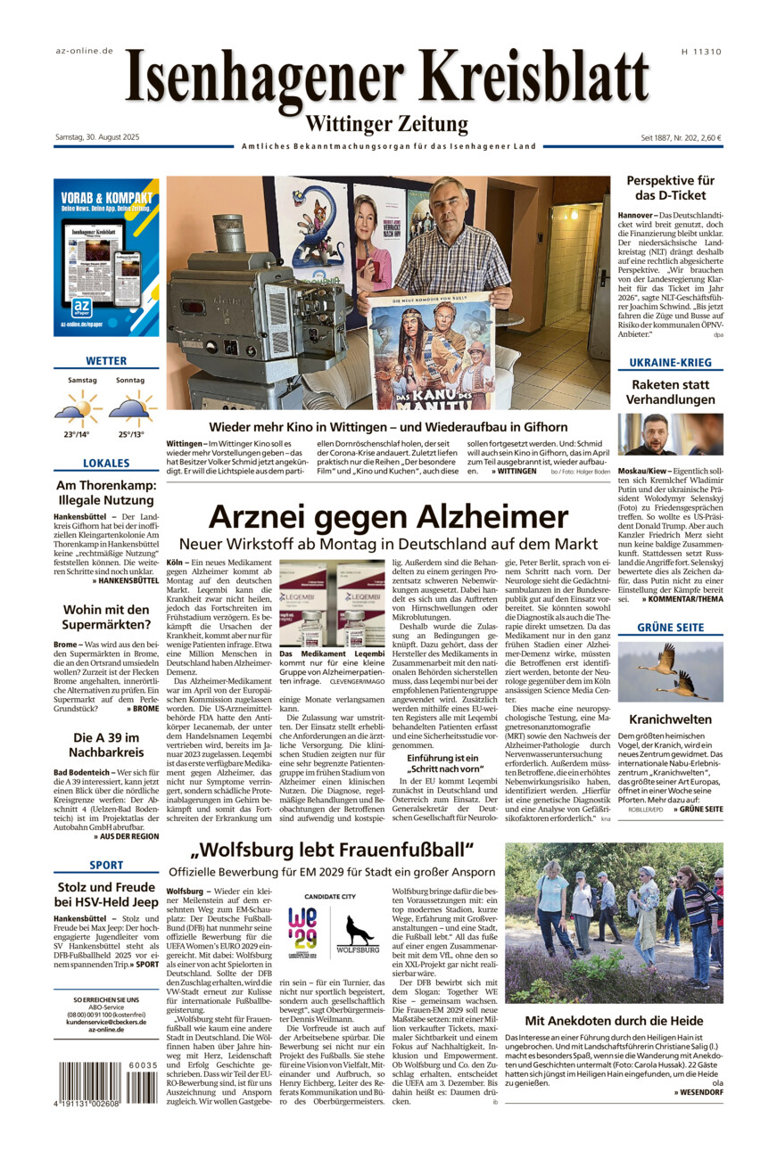 Isenhagener Kreisblatt vom Samstag, 30.08.2025