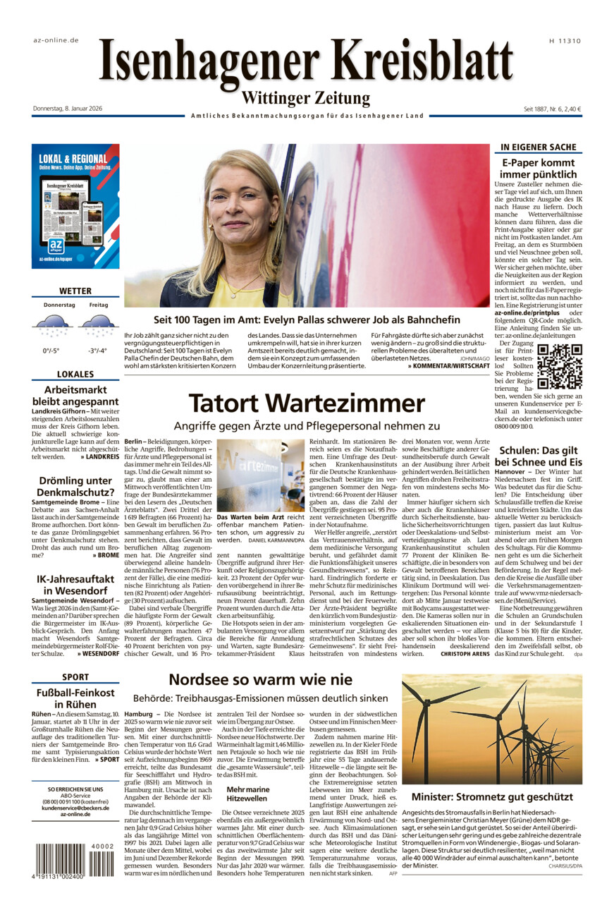Isenhagener Kreisblatt vom Donnerstag, 08.01.2026