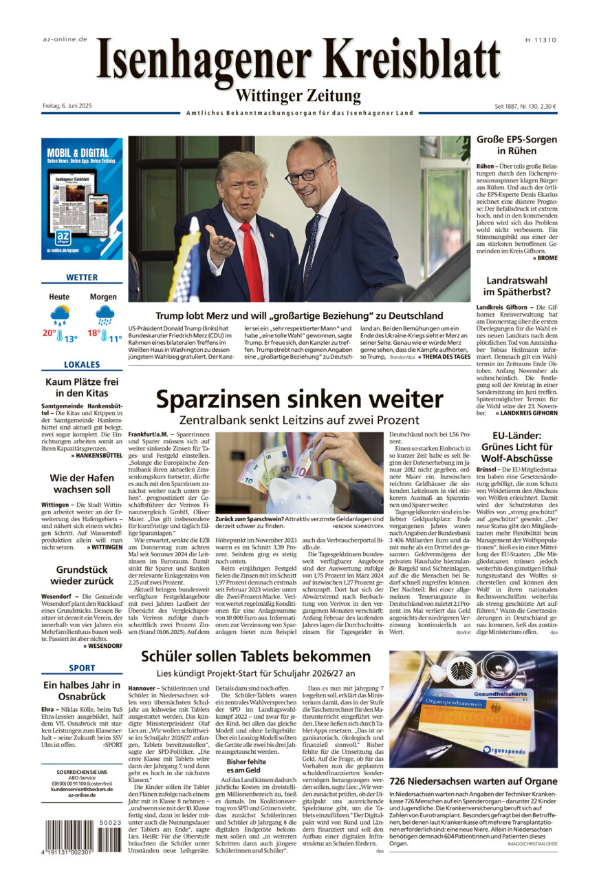 Isenhagener Kreisblatt vom Freitag, 06.06.2025