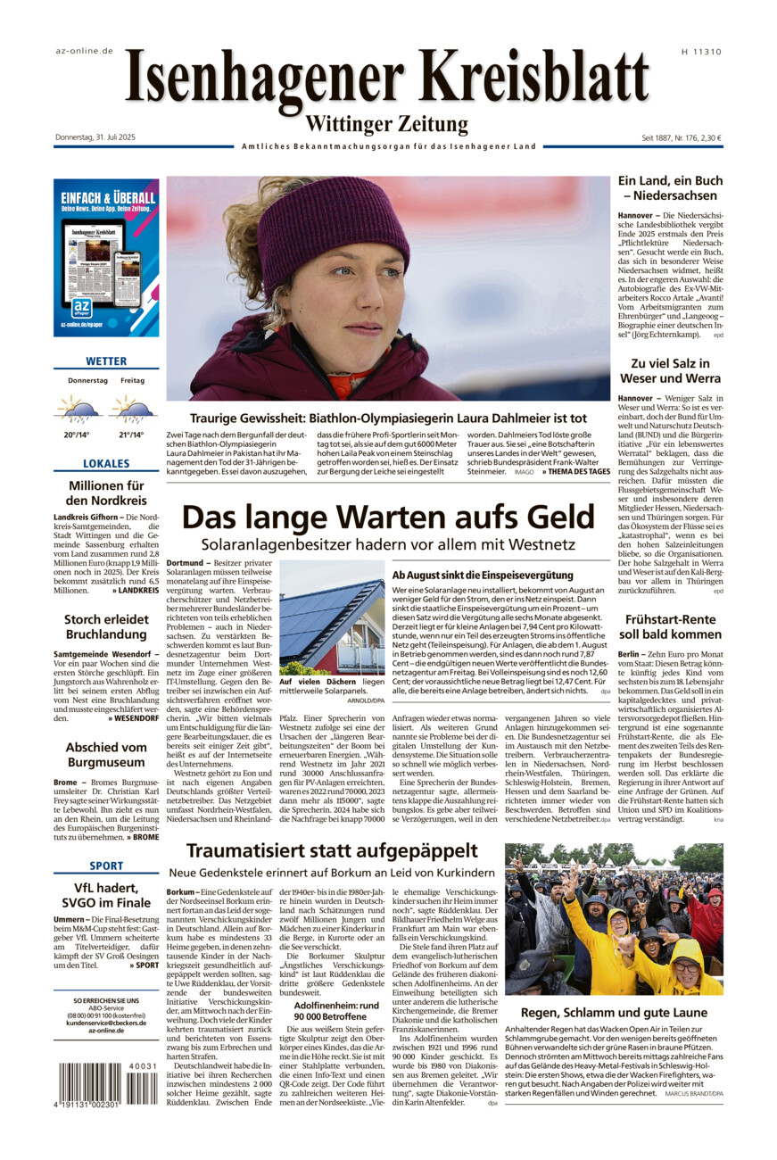 Isenhagener Kreisblatt vom Donnerstag, 31.07.2025