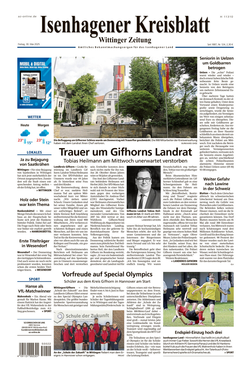 Isenhagener Kreisblatt vom Freitag, 30.05.2025