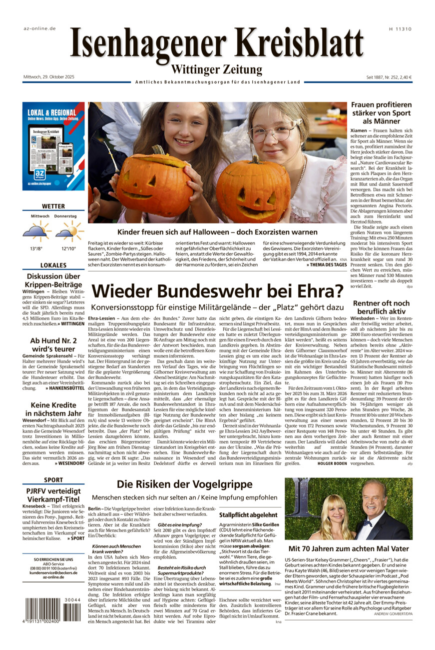 Isenhagener Kreisblatt vom Mittwoch, 29.10.2025