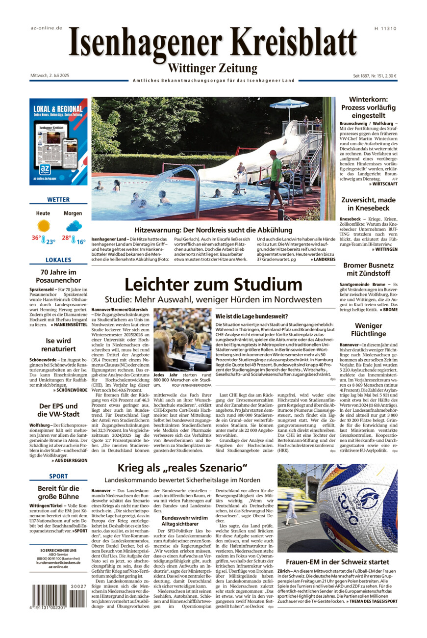 Isenhagener Kreisblatt vom Mittwoch, 02.07.2025