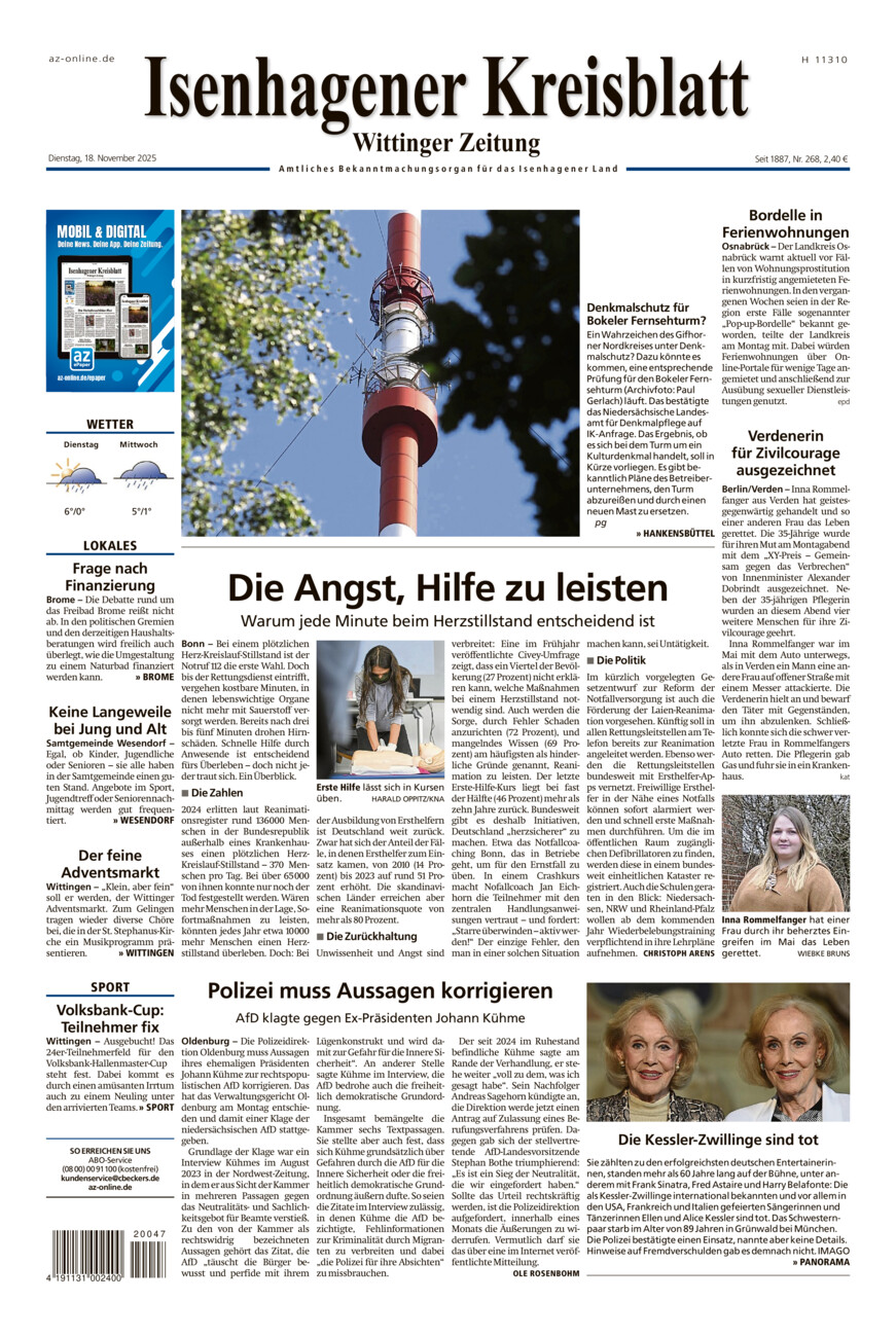 Isenhagener Kreisblatt vom Dienstag, 18.11.2025