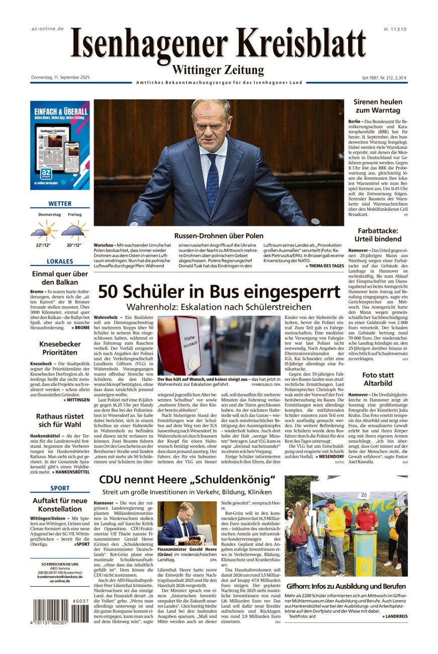 Isenhagener Kreisblatt vom Donnerstag, 11.09.2025