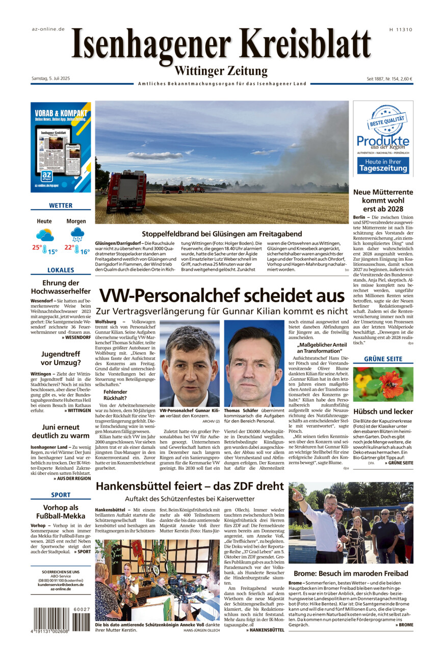 Isenhagener Kreisblatt vom Samstag, 05.07.2025