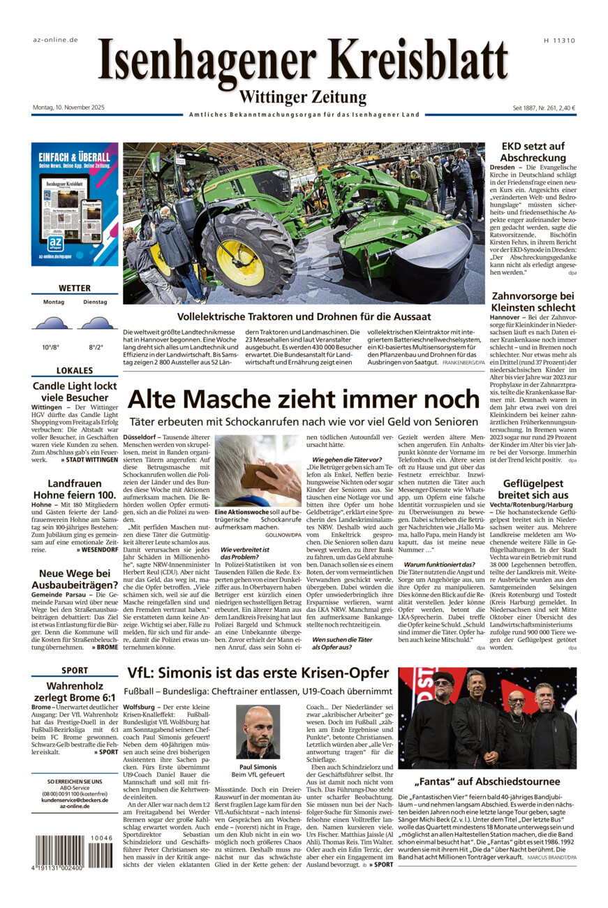 Isenhagener Kreisblatt vom Montag, 10.11.2025