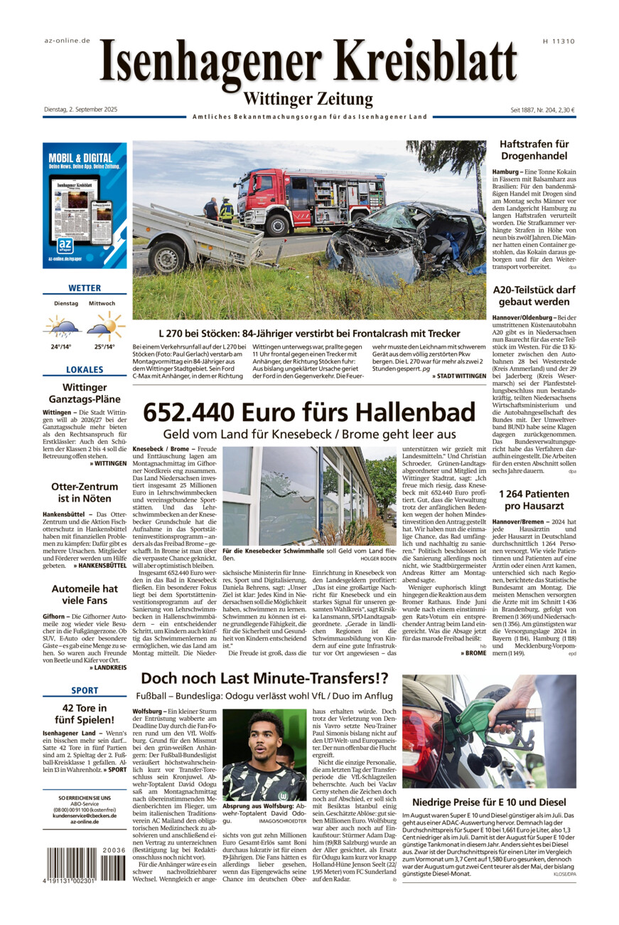 Isenhagener Kreisblatt vom Dienstag, 02.09.2025