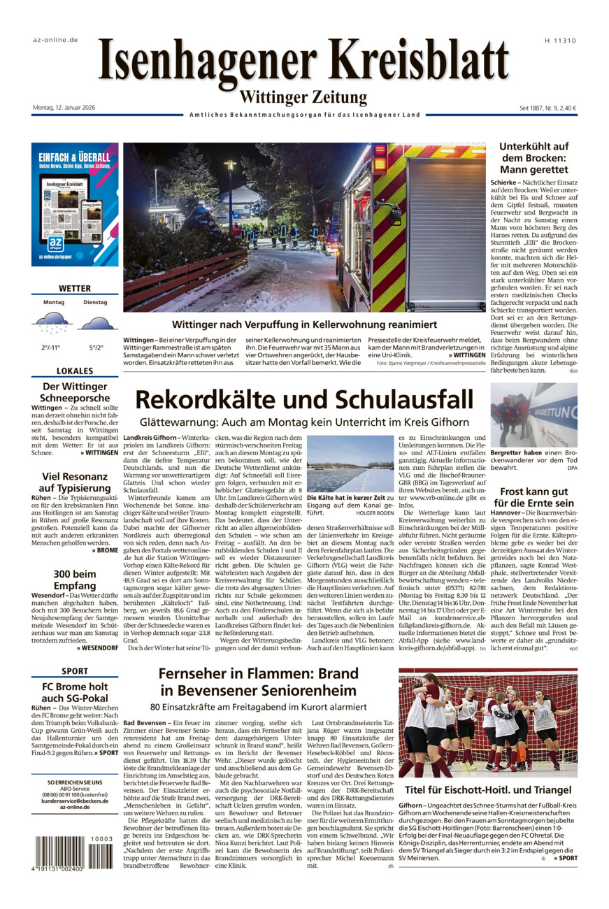 Isenhagener Kreisblatt vom Montag, 12.01.2026