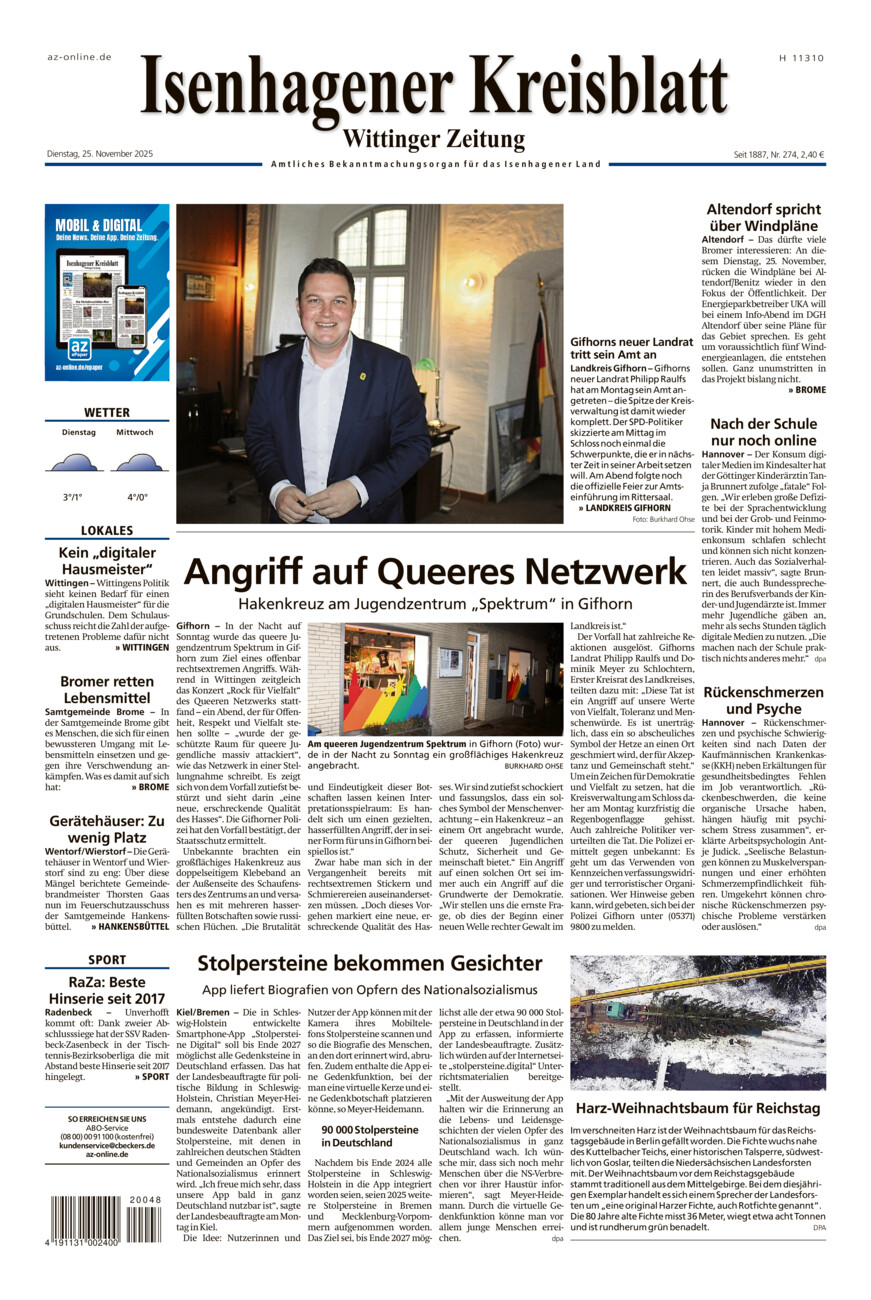 Isenhagener Kreisblatt vom Dienstag, 25.11.2025